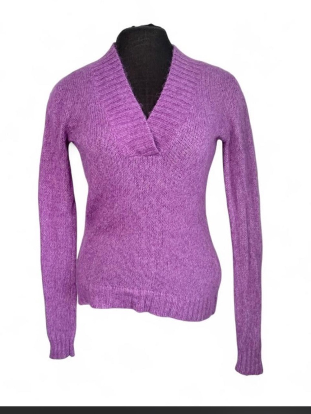 New York & Company Purple Wool Blend V Neck Sweater XS Y2K